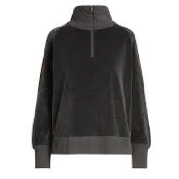 RALPH LAUREN - Women’s Velour Quarter Zip Pullover Sweater - Grey - Size Medium - Picture 3 of 10